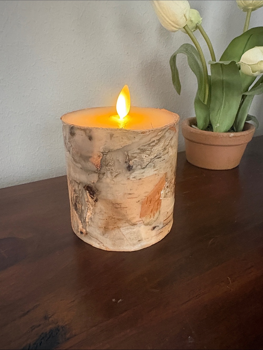 Pottery Barn Flickering Flameless Wax Pillar Candle.